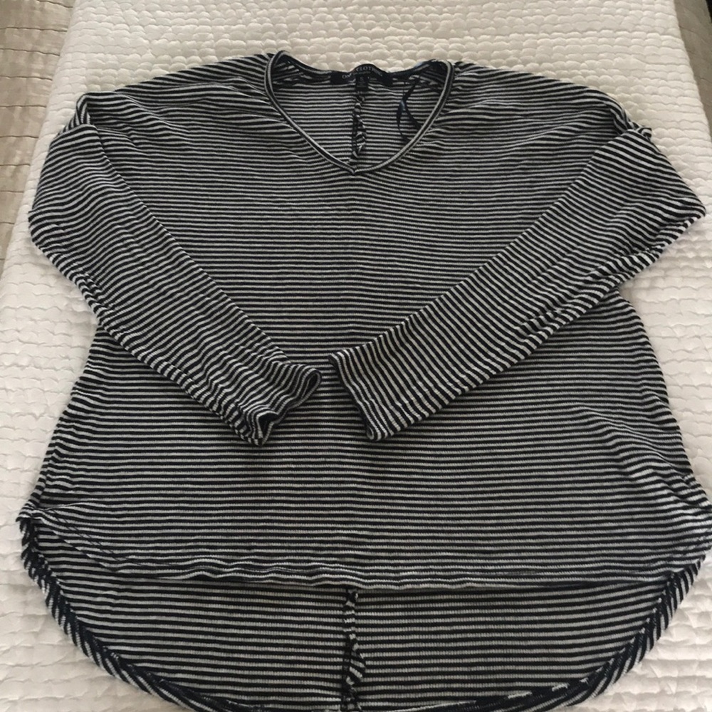 One Love Navy & White Striped LS Shirt Small